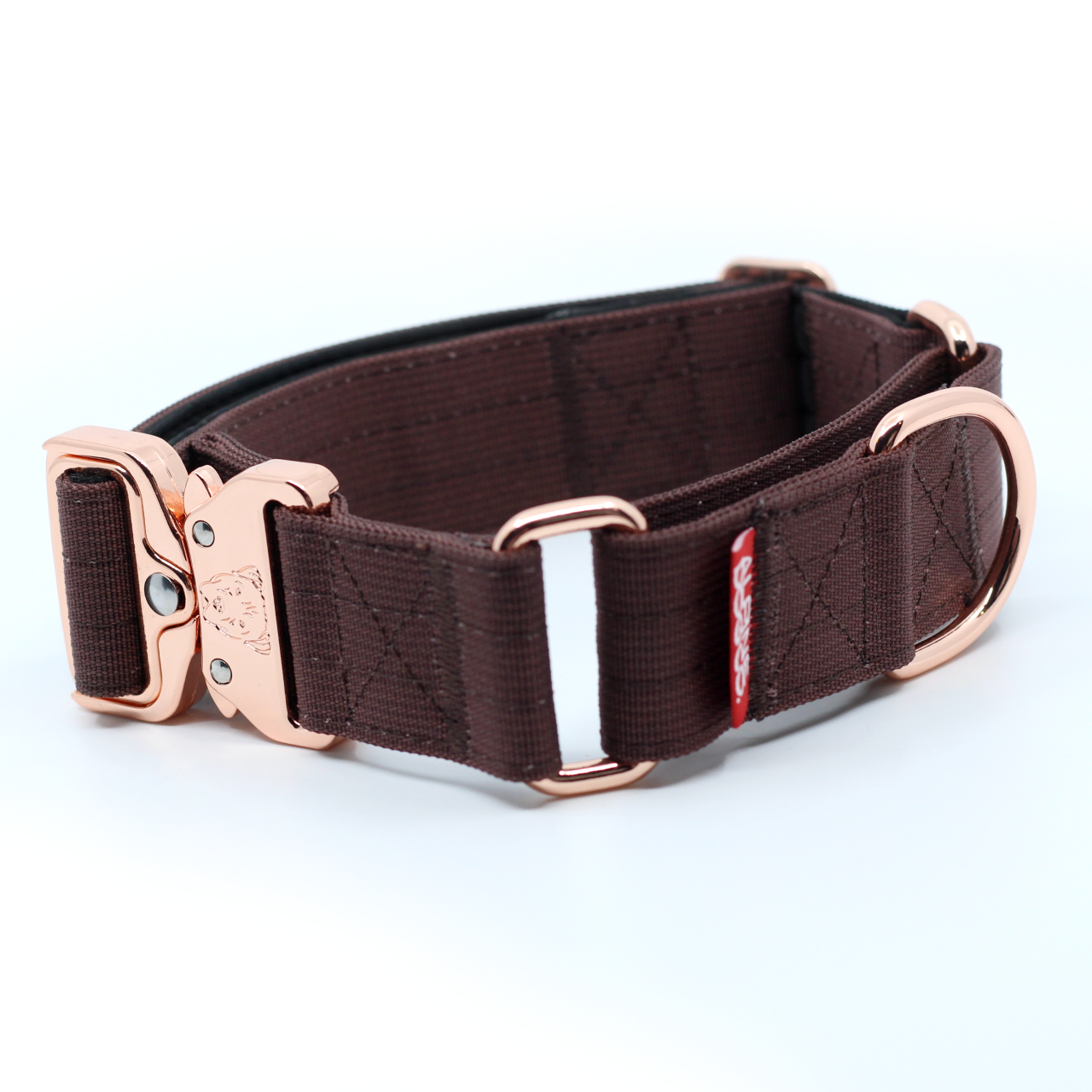 1.5" Luxe Martingale Dog Collar - Chocolate