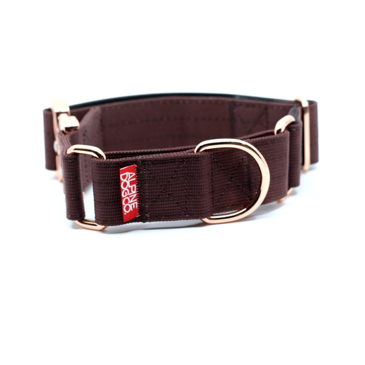 1.5" Luxe Martingale Dog Collar - Chocolate